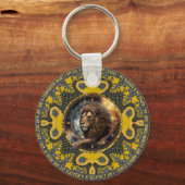 Leo Sign Affirmaties Goudgeel Fractal Mandala Sleutelhanger (Achterkant)