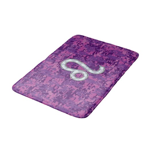 Leo Sign on Girly Pink Fuchsia Digital Camo Badmat (Gekanteld)