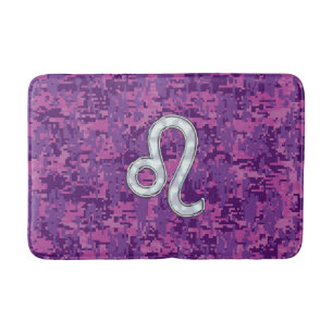 Leo Sign on Girly Pink Fuchsia Digital Camo Badmat