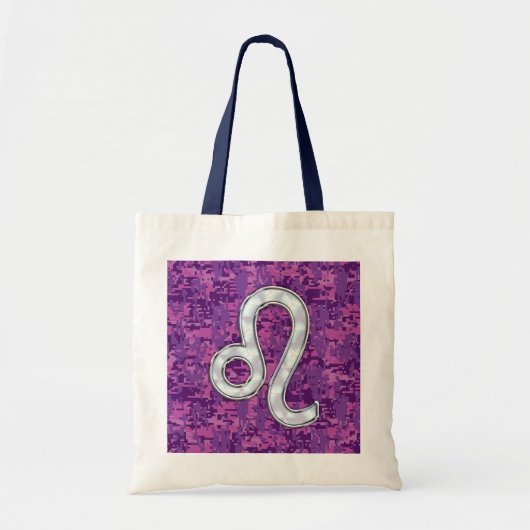 Leo Sign on Girly Pink Fuchsia Digital Camo Tote Bag (Voorkant)