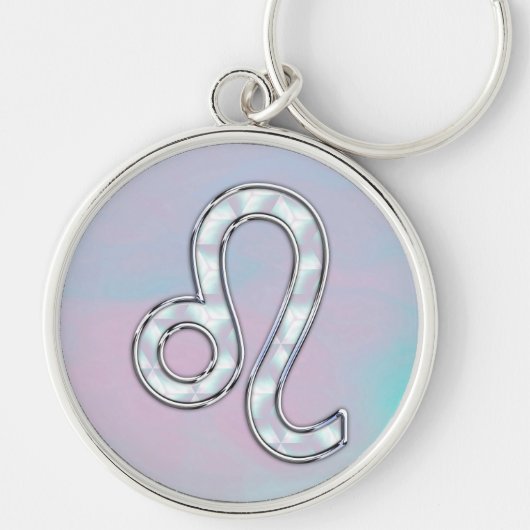 Leo Sign on Pastels Nacre Moeder van Parelstijl Sleutelhanger (Voorkant)