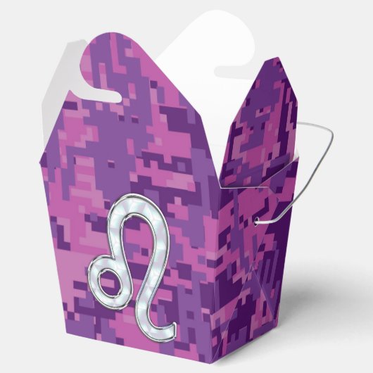 Leo Sign on Pink Fuchsia Digital Camouflage Bedankdoosjes (Geopend)