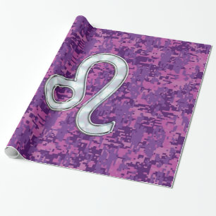 Leo Sign on Pink Fuchsia Digital Camouflage Cadeaupapier