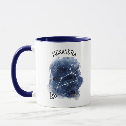 Leo Sterrennacht Constellation Aangepaste naam Mok (Links)