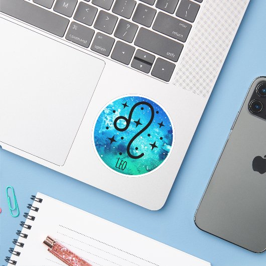 Leo Sticker (Ordinateur portable avec iPhone)