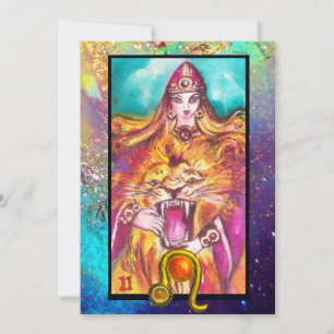 LEO, STRENGHT TAROT ASTROLOGY ZODIAC BIRTHDAAGKAAR KAART