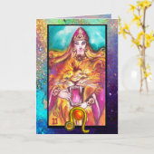 LEO, STRENGHT TAROT ASTROLOGY ZODIAC BIRTHDAY KAART (Gele Bloem)