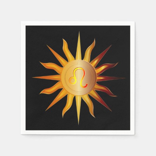 Leo Sun Fire Sign Birth Month Red & Gold Servet (Voorkant)