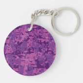 Leo-teken op roze fuchsia digitale camouflage sleutelhanger (Achterkant)