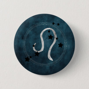 Leo the Lion Black & Silver Constellation zodiac Ronde Button 5,7 Cm