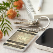 Leo the Lion in Black en Gold Mesh Sleutelhanger (Voorkant Rechts)