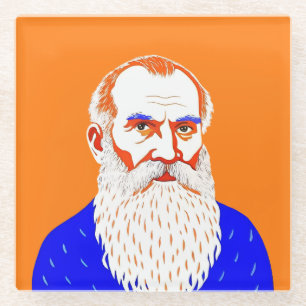 Leo Tolstoj Portret - Grafische illustratie Glazen Onderzetter