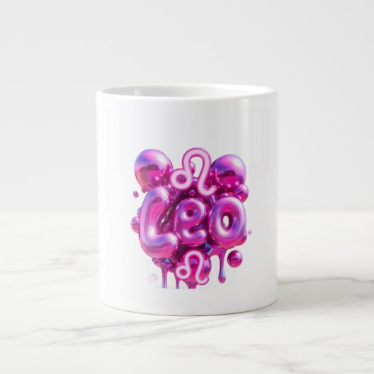 Leo Typography Pink Bubble Letters Mug (Devant)