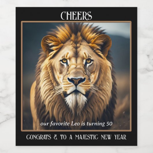 Leo Verjaardag Leeuw Kunst Wijn Etiket (Enkel label)