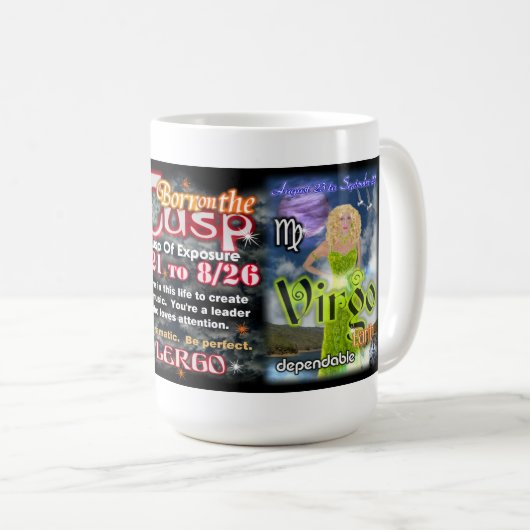 Leo Virgo Cusp, Grote Astrologische Mok van 15 Oz (Voorkant rechts)