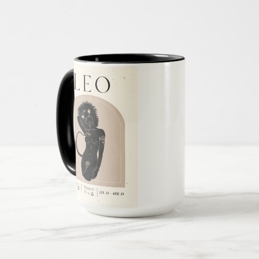 Leo Vrouwelijk Zodiac Design Bruin Zwart 15 OZ Mok (Voorkant links)