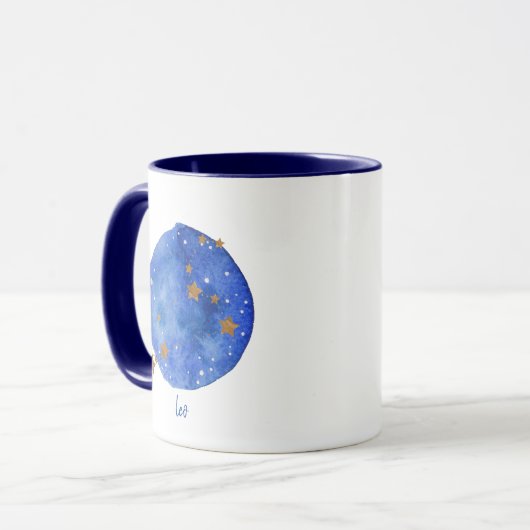 Leo Waterverf Night Sky Constellation Zodiac Mok (Voorkant links)