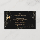 *~* LEO Zodiac Astrology Reading Gold Black Visitekaartje (Achterkant)