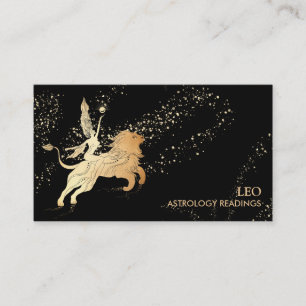*~* LEO Zodiac Astrology Readings Gold Black Visitekaartje