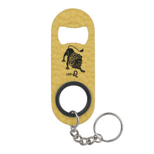 Leo Zodiac Black Gold Key-ring flesopener Mini Flessenopener