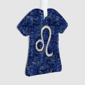 Leo Zodiac-bordje op Navy Blue Digital Camo Ornament (voorkant)