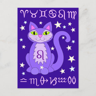 Leo Zodiac Cat Midnight Blue Briefkaarten