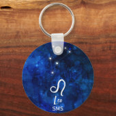 Leo Zodiac Constellation Dark Blue Galaxy Monogram Sleutelhanger (Voorkant)