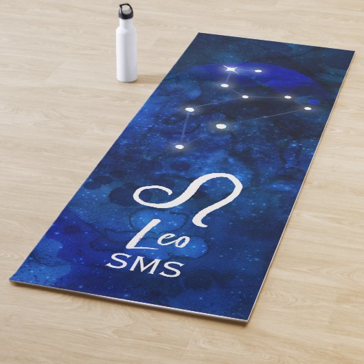 Leo Zodiac Constellation Dark Blue Galaxy Monogram Yogamat (In situ)
