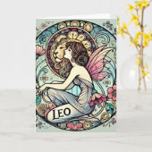 Leo Zodiac Fairy Astrologie Teken Feeën Kaart (Gele Bloem)