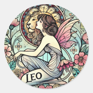 Leo Zodiac Fairy Astrologie Teken Feeën Ronde Sticker