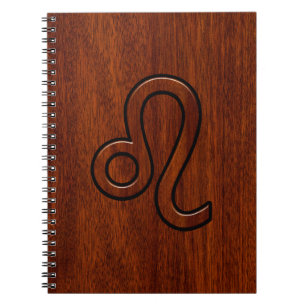 Leo Zodiac-geblog in Brown Mahogany-houtstijl Notitieboek