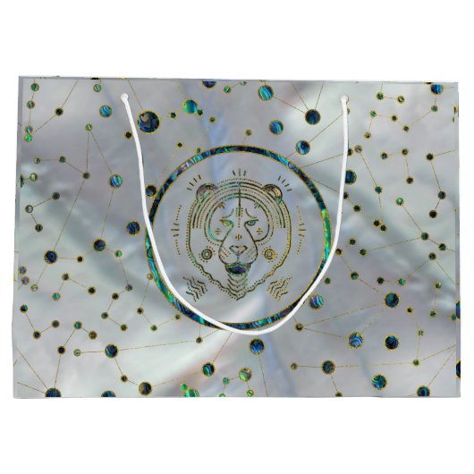 Leo Zodiac Gold Abalone op constellatie Large Cadeauzakje (Achterkant)