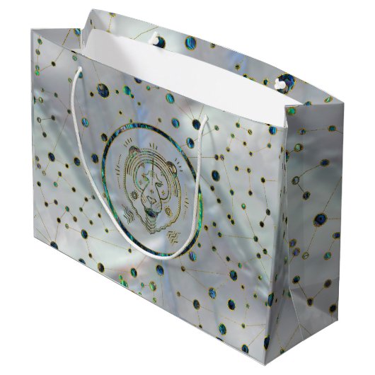 Leo Zodiac Gold Abalone op constellatie Large Cadeauzakje (Achterkant Gekanteld)