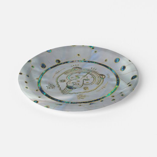 Leo Zodiac Gold Abalone op constellatie Papieren Bordje (Gekanteld)