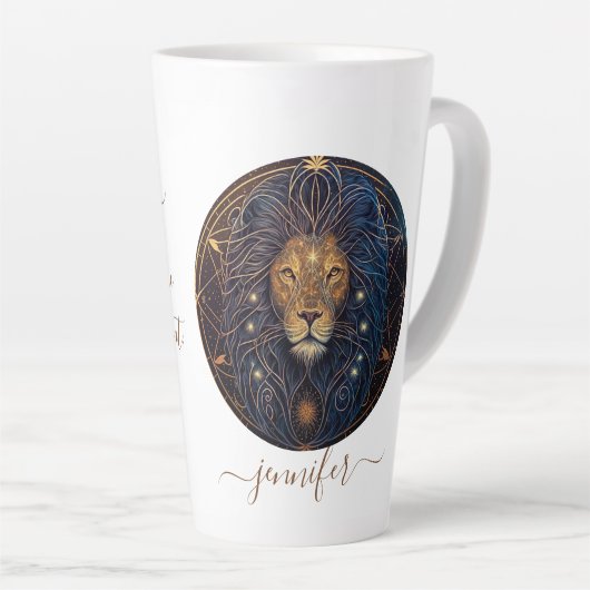 Leo Zodiac Gold en zwart Latte Mok (Rechterhoek)