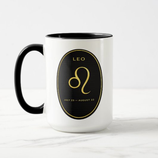 Leo Zodiac Gold Oval Emblem Mug | Luxury Astrology (Gauche)