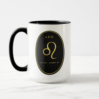 Leo Zodiac Gouden Ovaal Embleem Mok | Luxe Astrolo