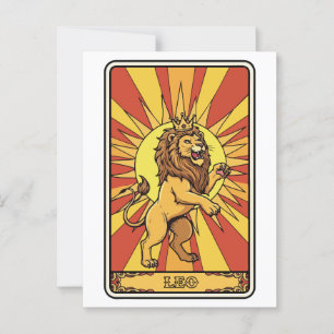 Leo Zodiac Illustratie Tarot Stijl Briefkaart