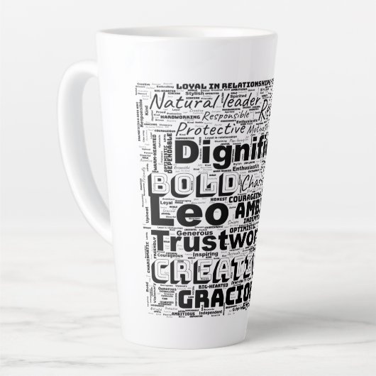 Leo Zodiac Mot Cloud Inspiration Latte Mug (Angle gauche)