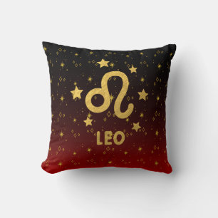 Leo Zodiac Rood en Zwart Sierkussen