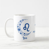 Leo Zodiac Sign Astrology Birthday Blue White Koffiemok (Links)