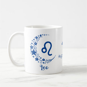 Leo Zodiac Sign Astrology Birthday Blue White Koffiemok