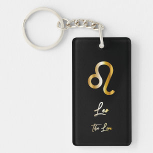 Leo Zodiac Sign., Black & Gold Sleutelhanger