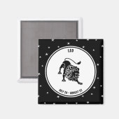 Leo Zodiac Sign. Black & White Magnet Magneet (Voorkant / Achterkant)