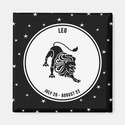 Leo Zodiac Sign. Black & White Magnet Magneet (Voorkant)