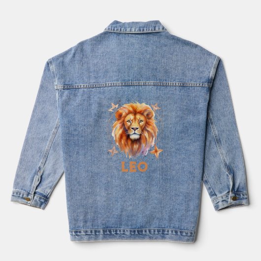 Leo Zodiac Sign Denim jas voor dames Denim Jacket (Achterkant)