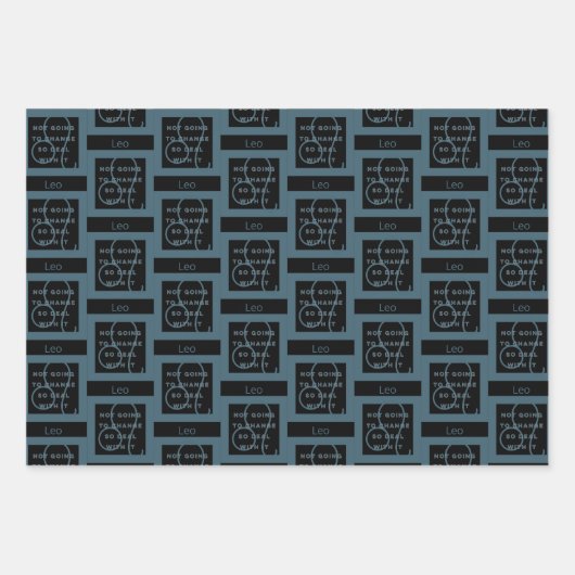 Leo Zodiac Sign Fun Quote Blue Text Birthday Inpakpapier Vel (Voorkant)