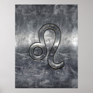 Leo Zodiac Sign in Grunge Distress Decor Poster