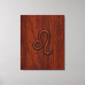 Leo Zodiac Sign in Mahogany wood style Canvas Afdruk (Voorkant)