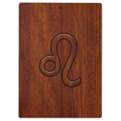 Leo Zodiac Sign in Mahogany wood style Klembord (Achterkant)